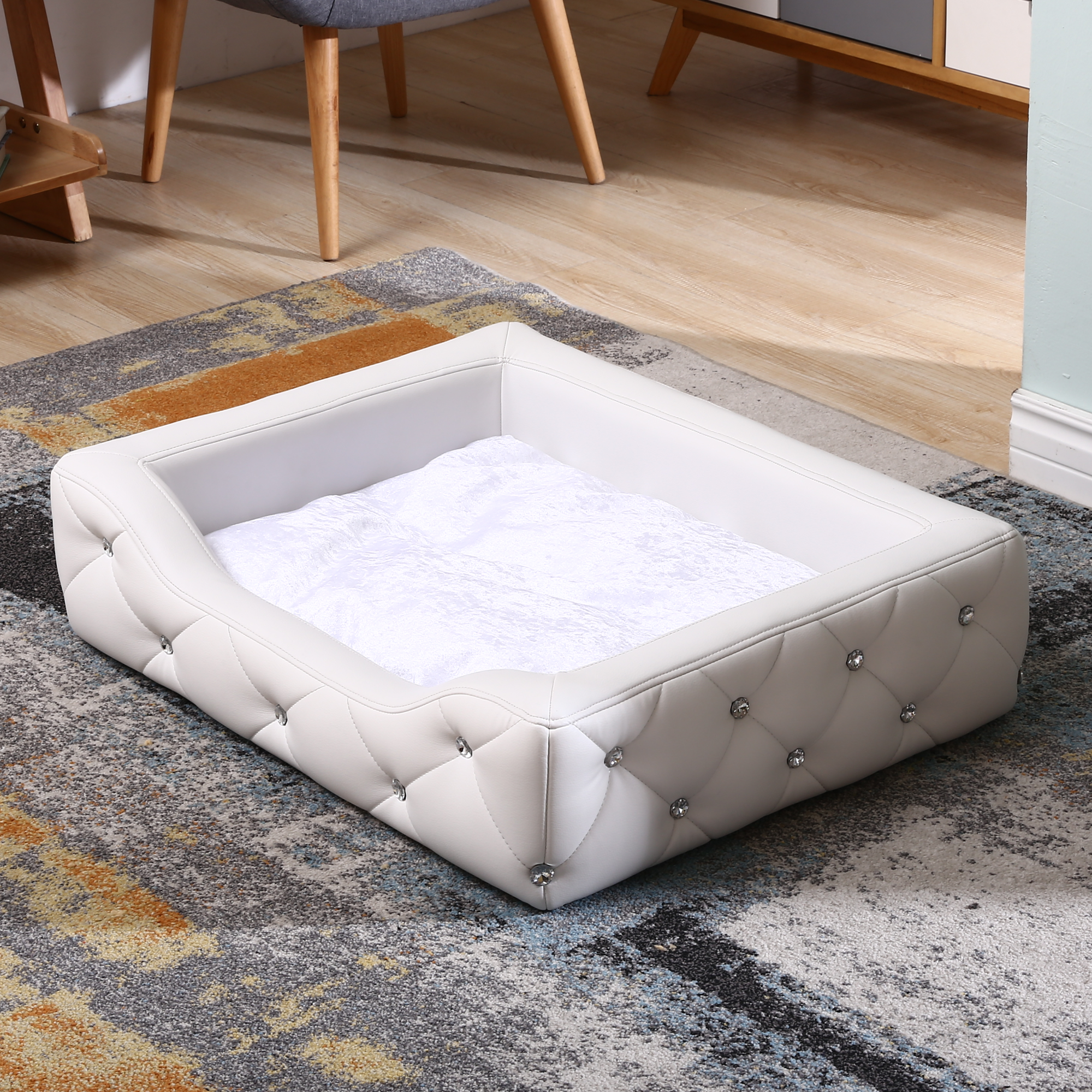 Hundebett, Hundesofa, Hundekissen rechteckig in weiß oder schwarz