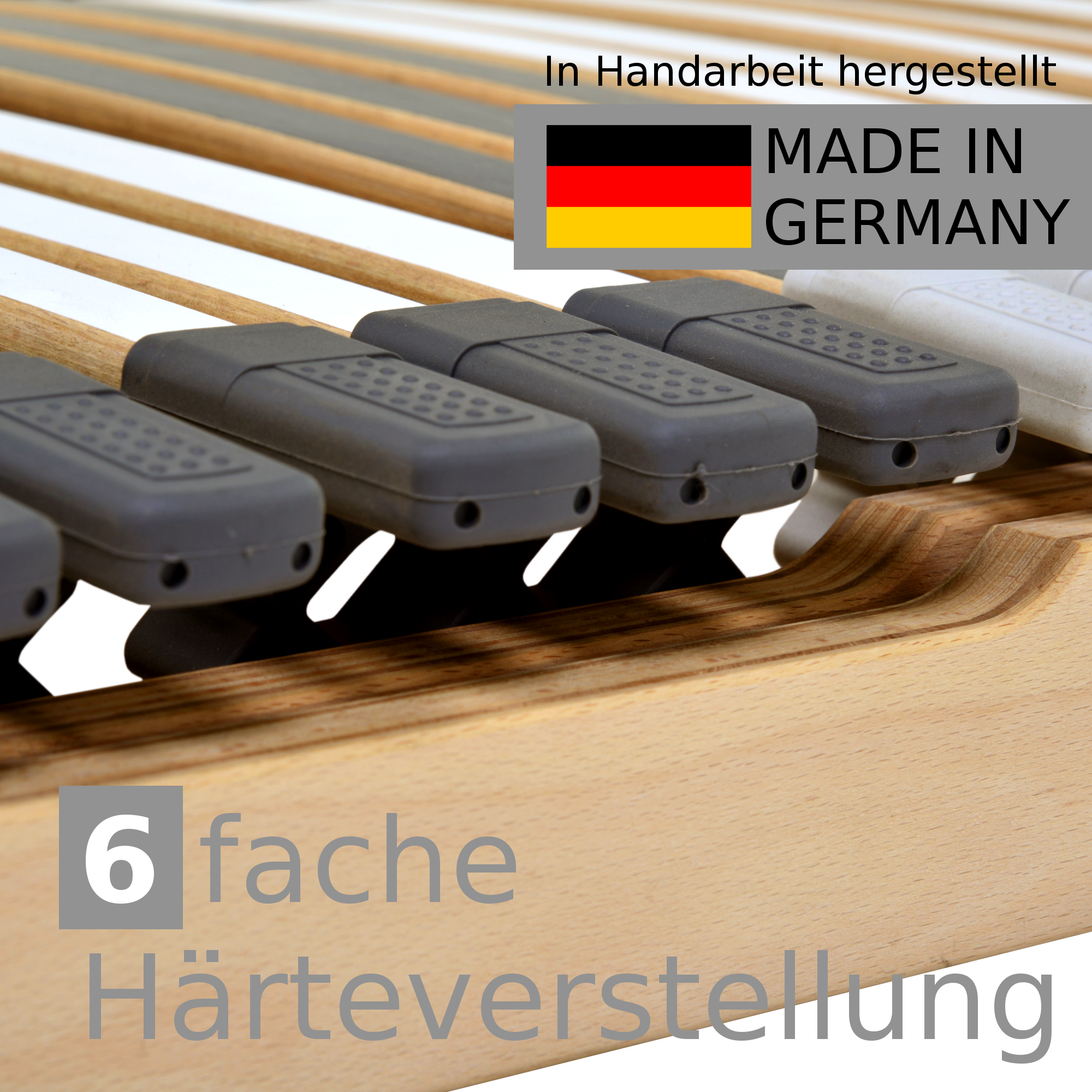 MediFlex T200 Lattenrost 90x200 cm, aus Buchenholz, 7 Zonen mit Härteverstellung