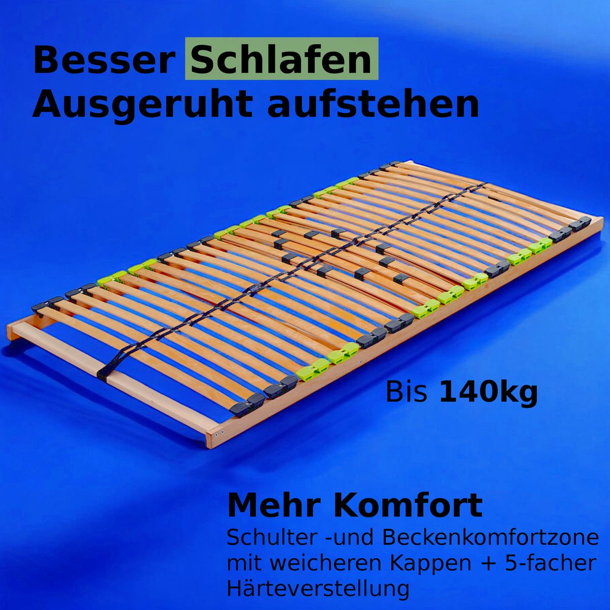 Basic Lattenrost 70x200 cm, aus Buchenholz, 7 Zonen mit Härteverstellung