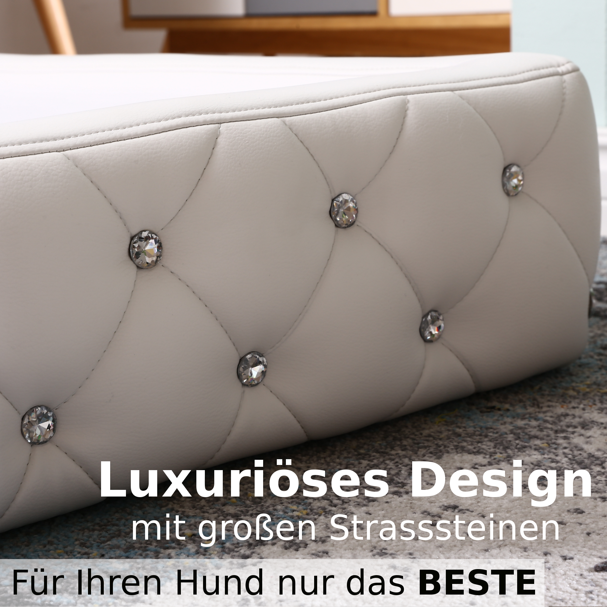 Hundebett, Hundesofa, Hundekissen rechteckig in weiß oder schwarz