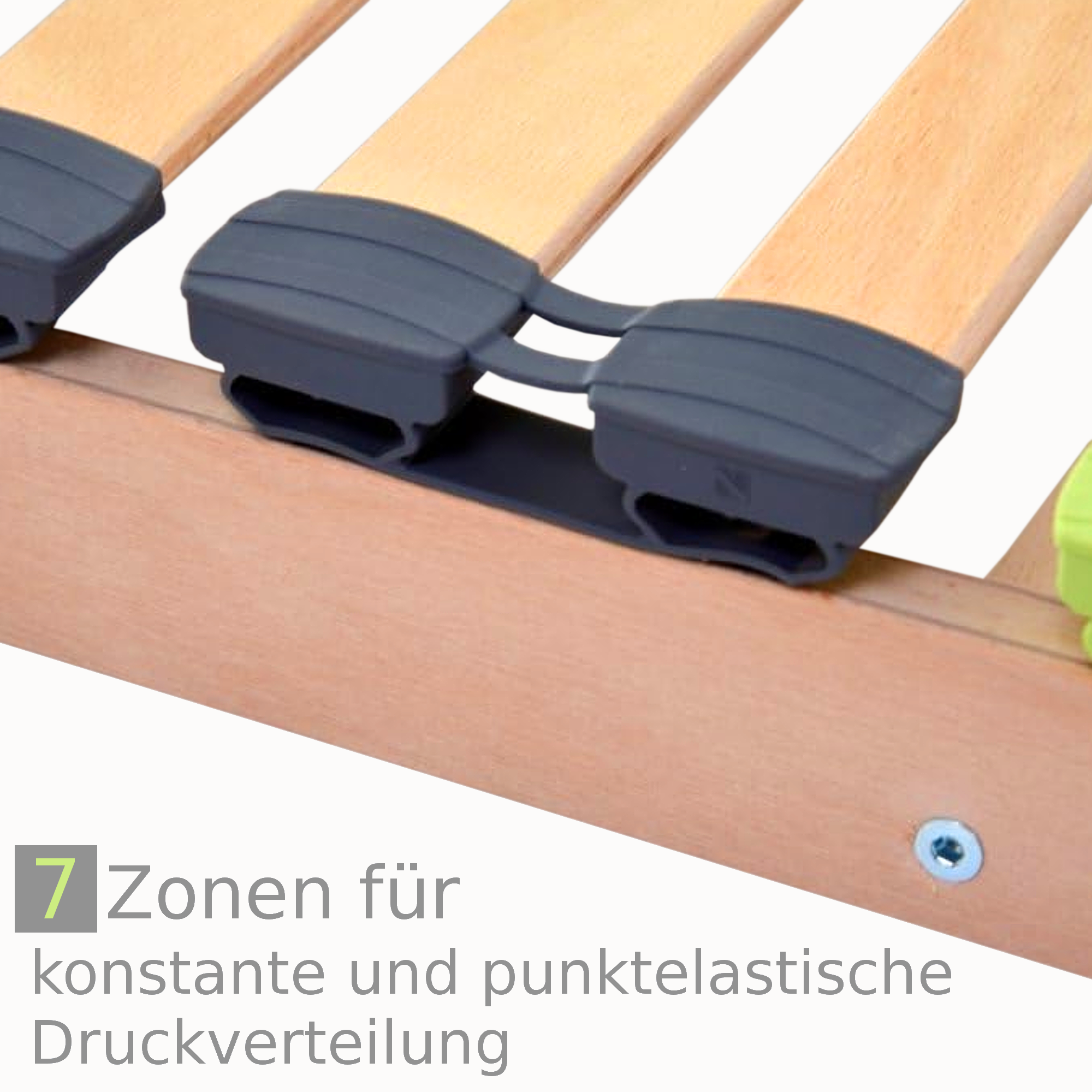 Basic Lattenrost 90x200 cm, aus Buchenholz, 7 Zonen mit Härteverstellung, Kopfteil verstellbar