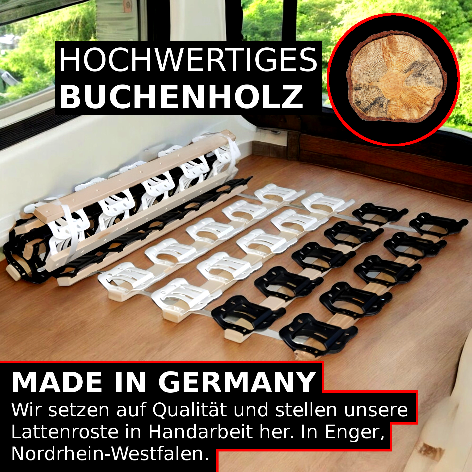 RolloTel Rollrost 160x200 cm Tellerrost Buche Massivholz Rolllattenrost