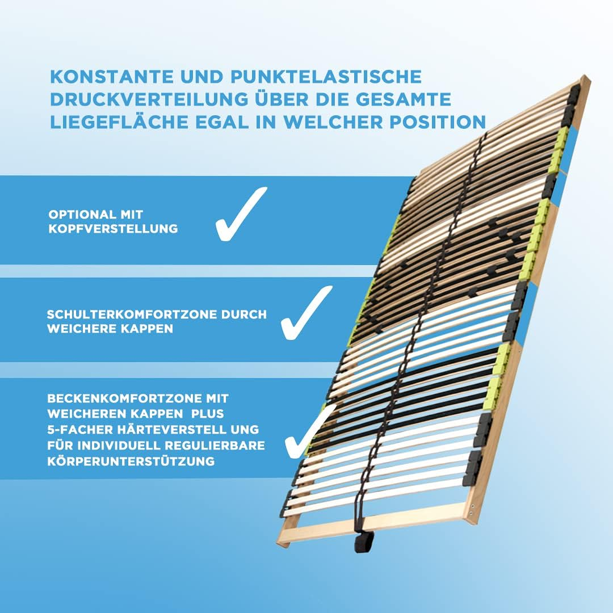 Relax Lattenrost 80x200 cm NV, aus Buchenholz, 7 Zonen mit Härteverstellung