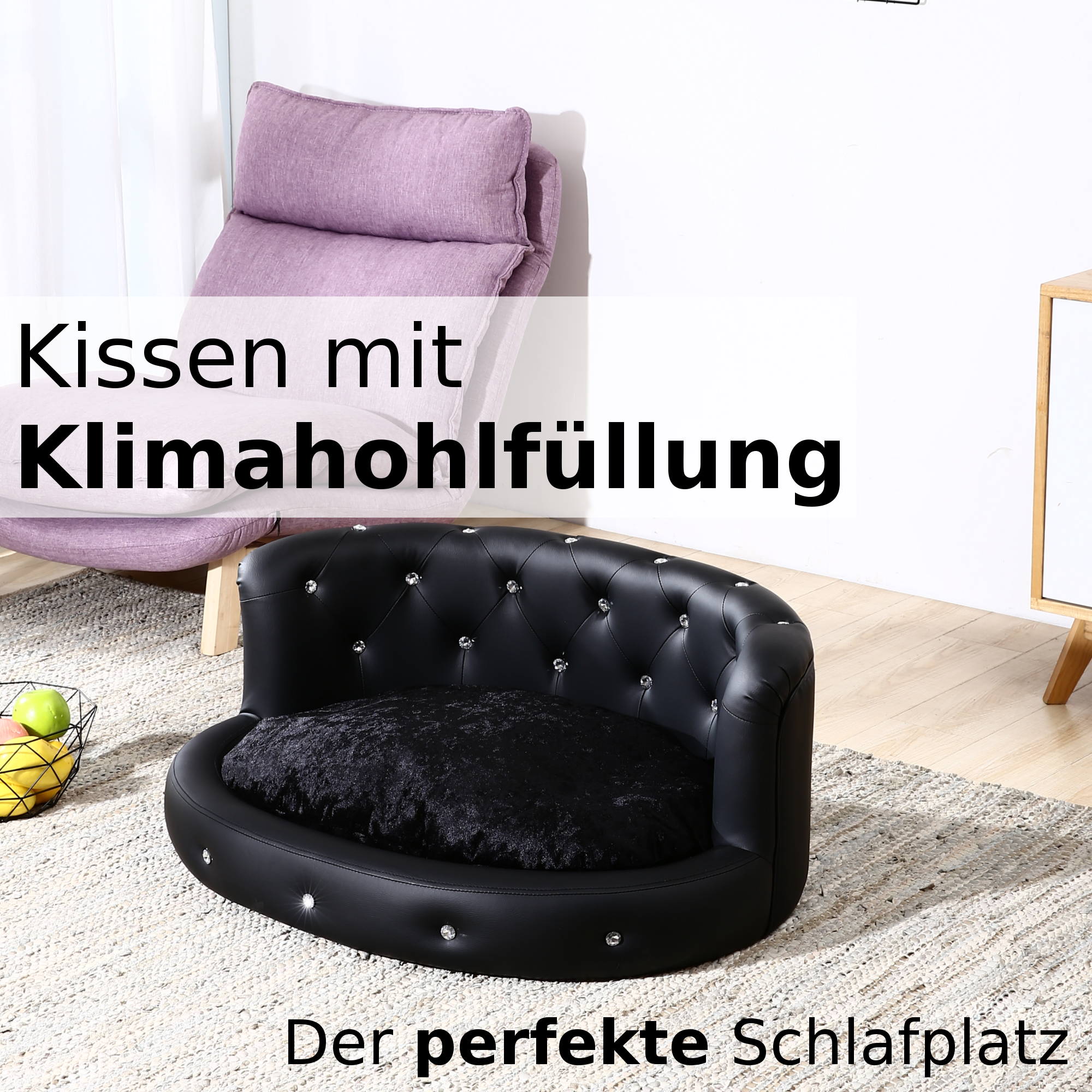 Hundebett, Hundesofa, Hundekissen Oval in weiß