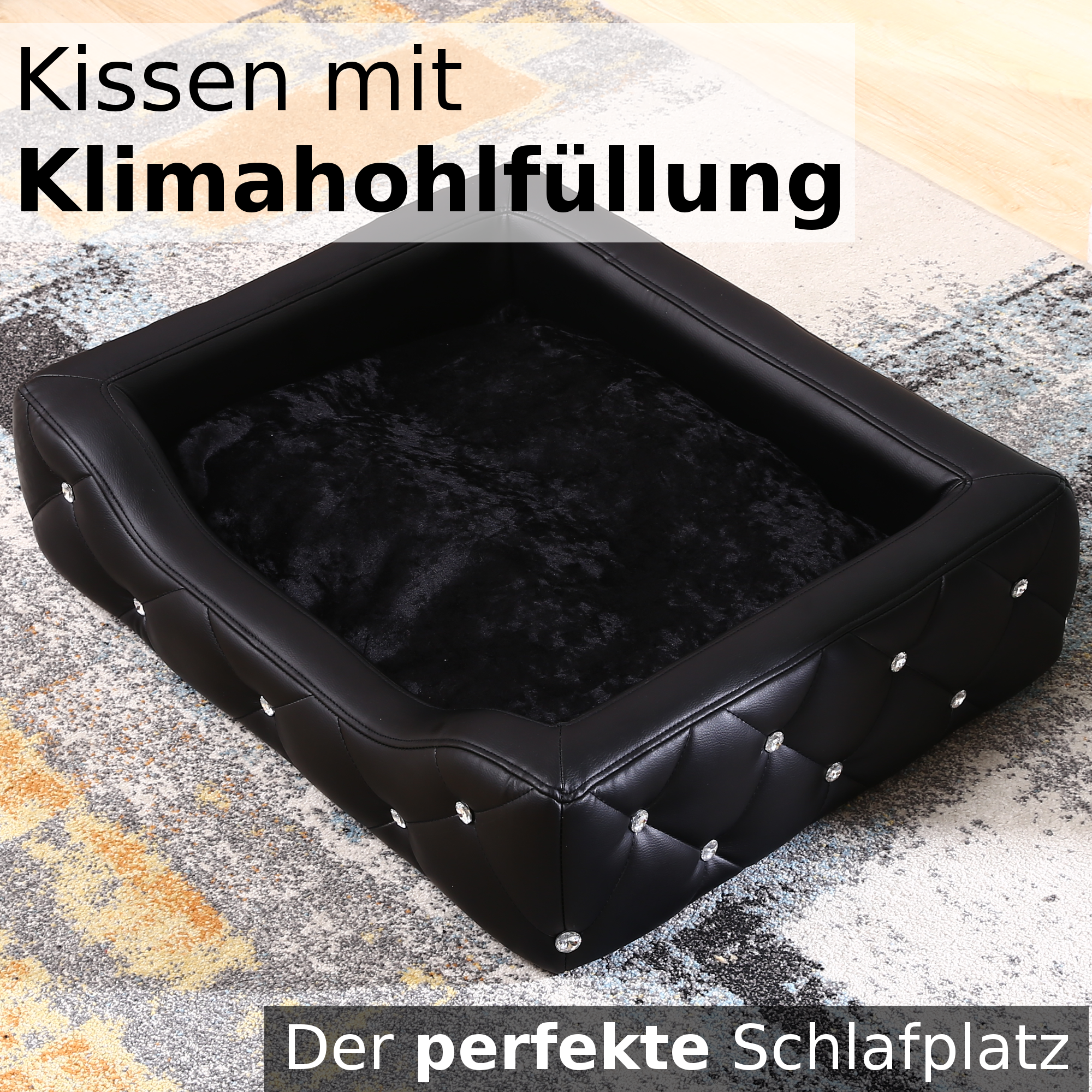 Hundebett, Hundesofa, Hundekissen rechteckig in weiß oder schwarz