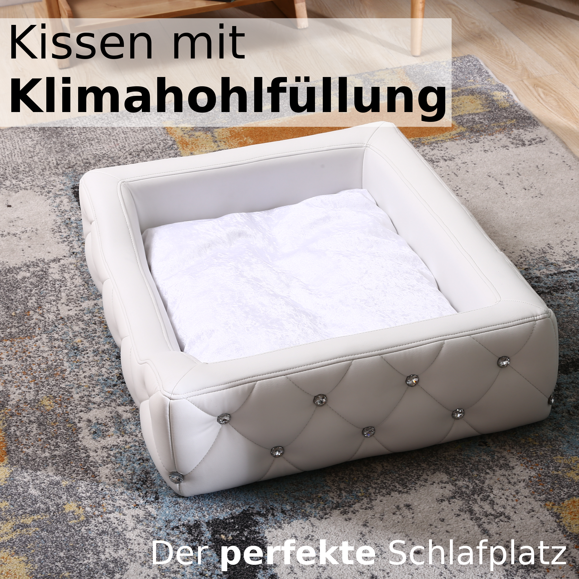 Hundebett, Hundesofa, Hundekissen rechteckig in weiß oder schwarz