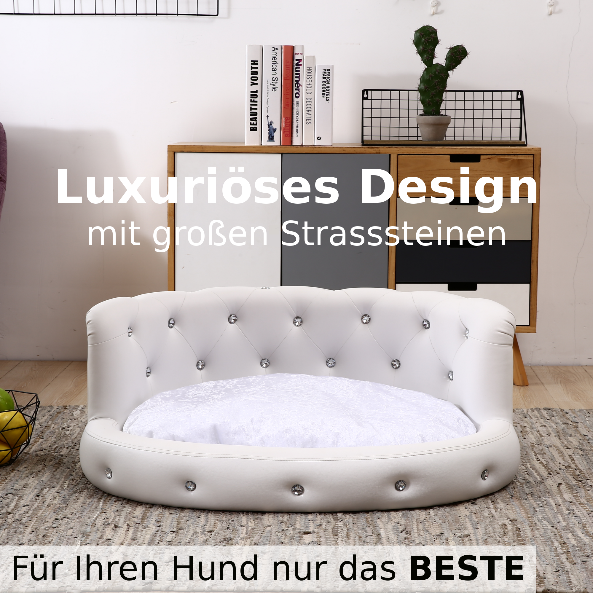 Hundebett, Hundesofa, Hundekissen Oval in weiß