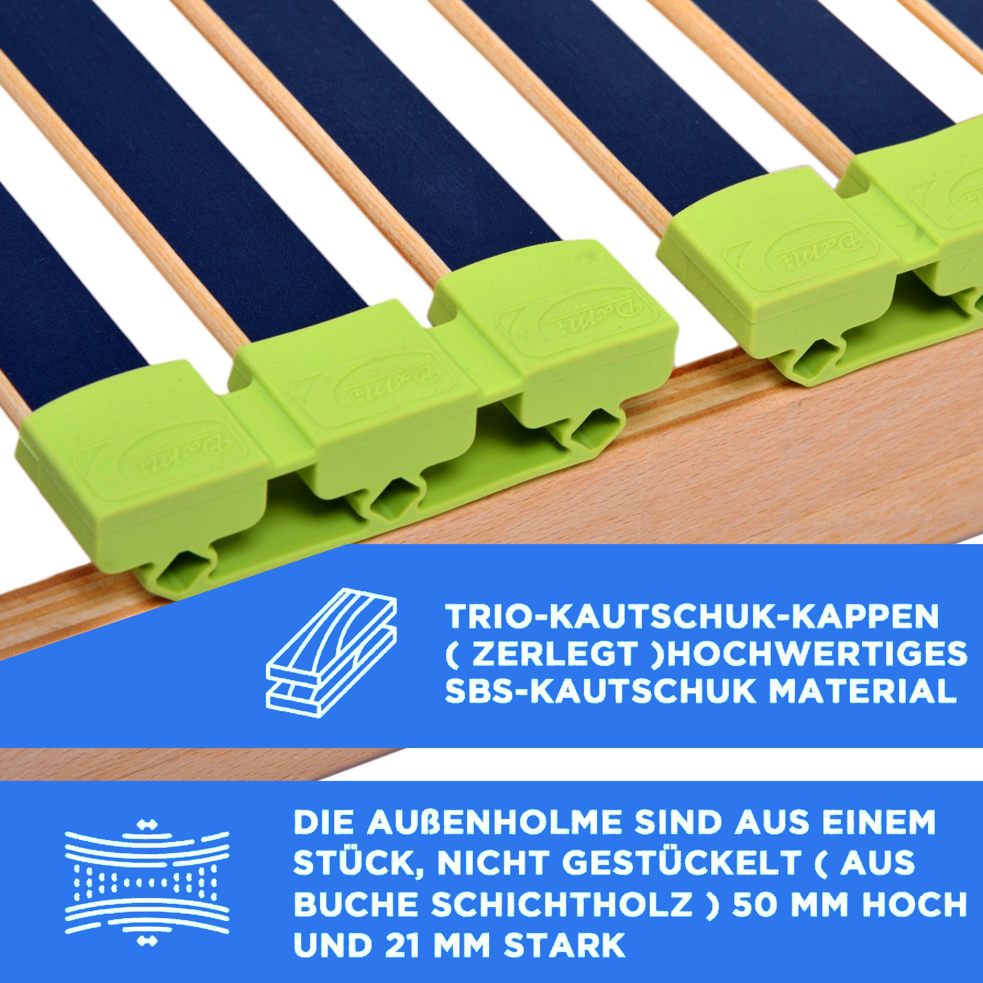 Relax Lattenrost 70x200 cm, Kopfteil verstellbar, aus Buchenholz, 7 Zonen mit Härteverstellung