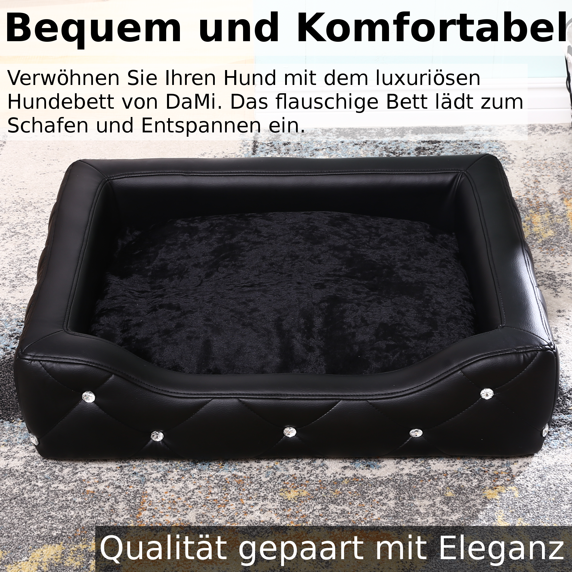 Hundebett, Hundesofa, Hundekissen rechteckig in weiß oder schwarz