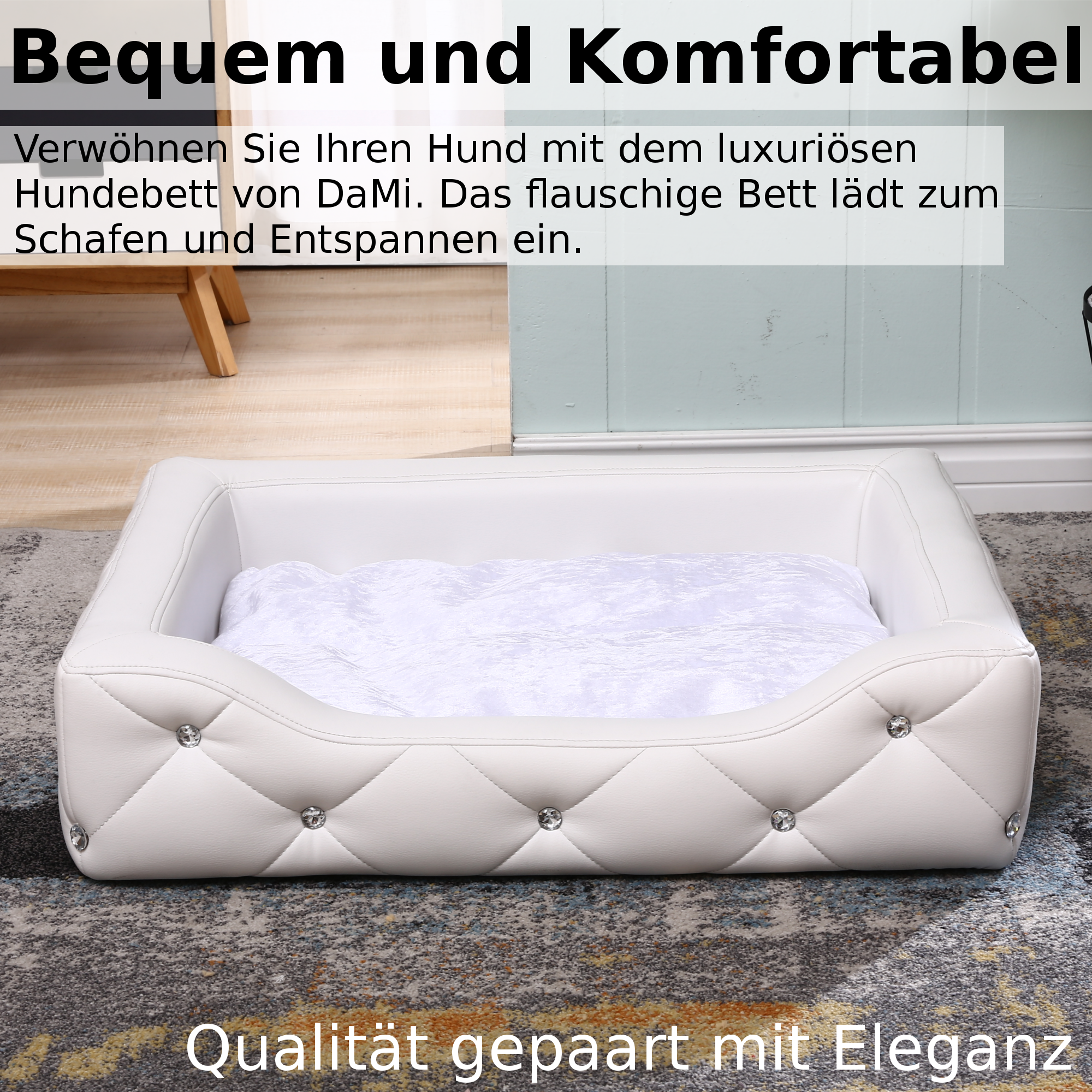 Hundebett, Hundesofa, Hundekissen rechteckig in weiß oder schwarz