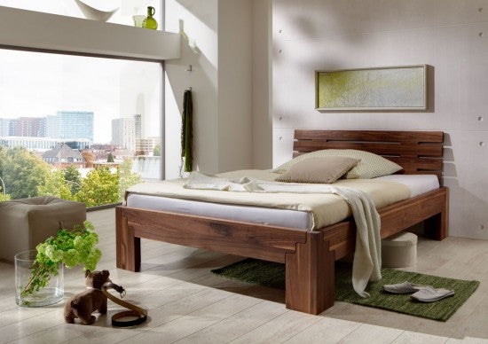 Holz Bett Stella Plus Nussbaum massiv metallfreies Stecksystem