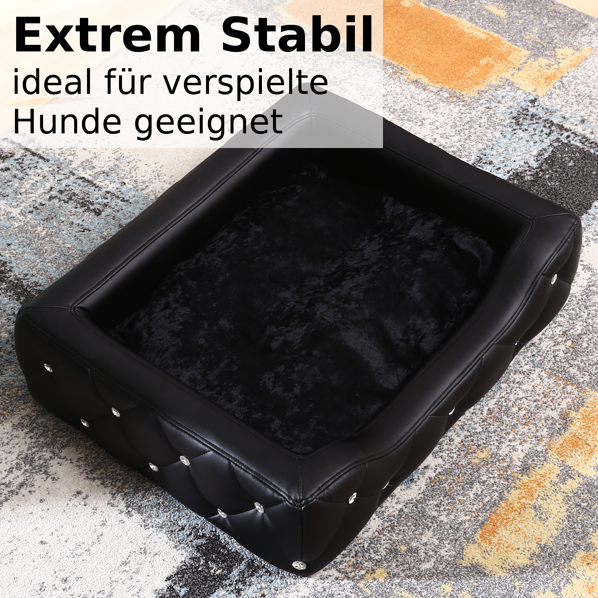 Hundebett, Hundesofa, Hundekissen rechteckig in weiß oder schwarz