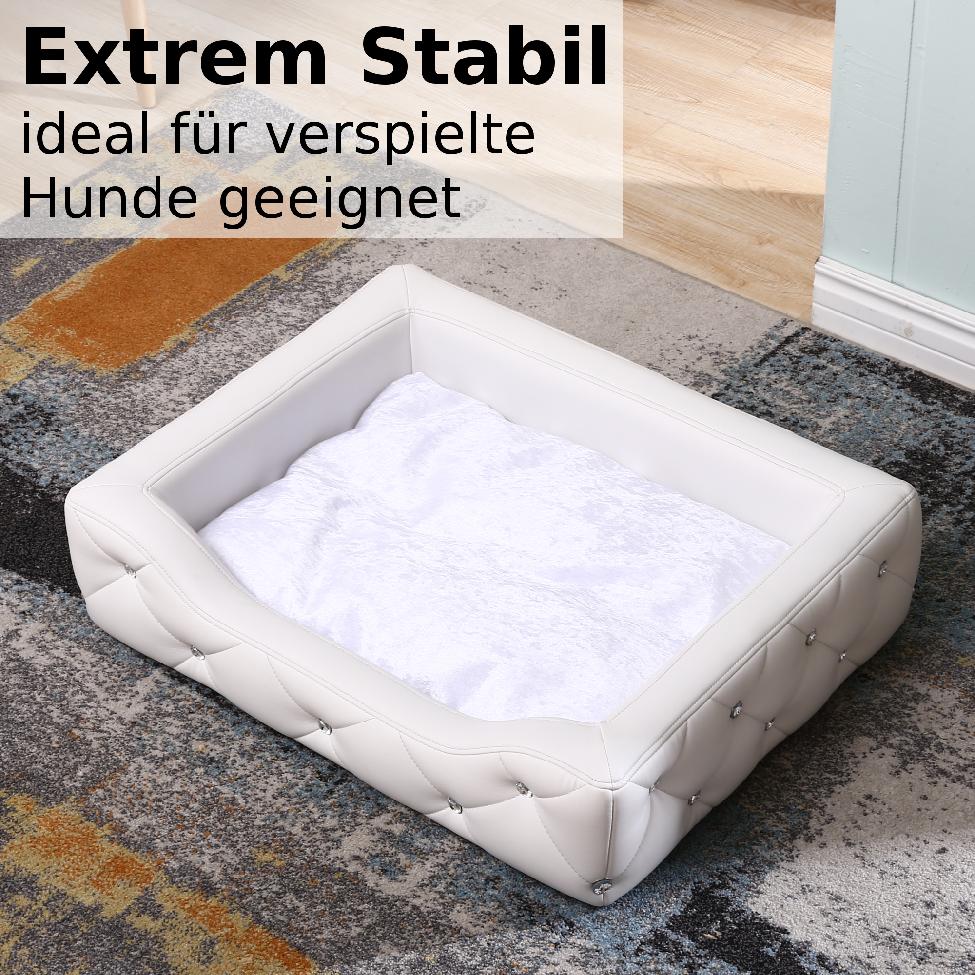 Hundebett, Hundesofa, Hundekissen rechteckig in weiß oder schwarz