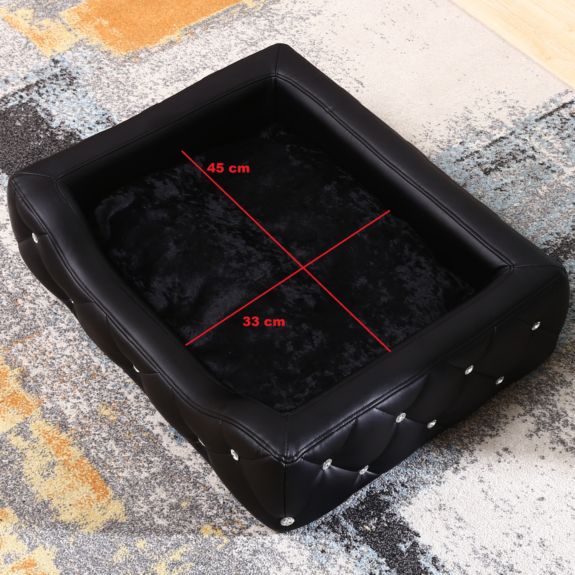 Hundebett, Hundesofa, Hundekissen rechteckig in weiß oder schwarz