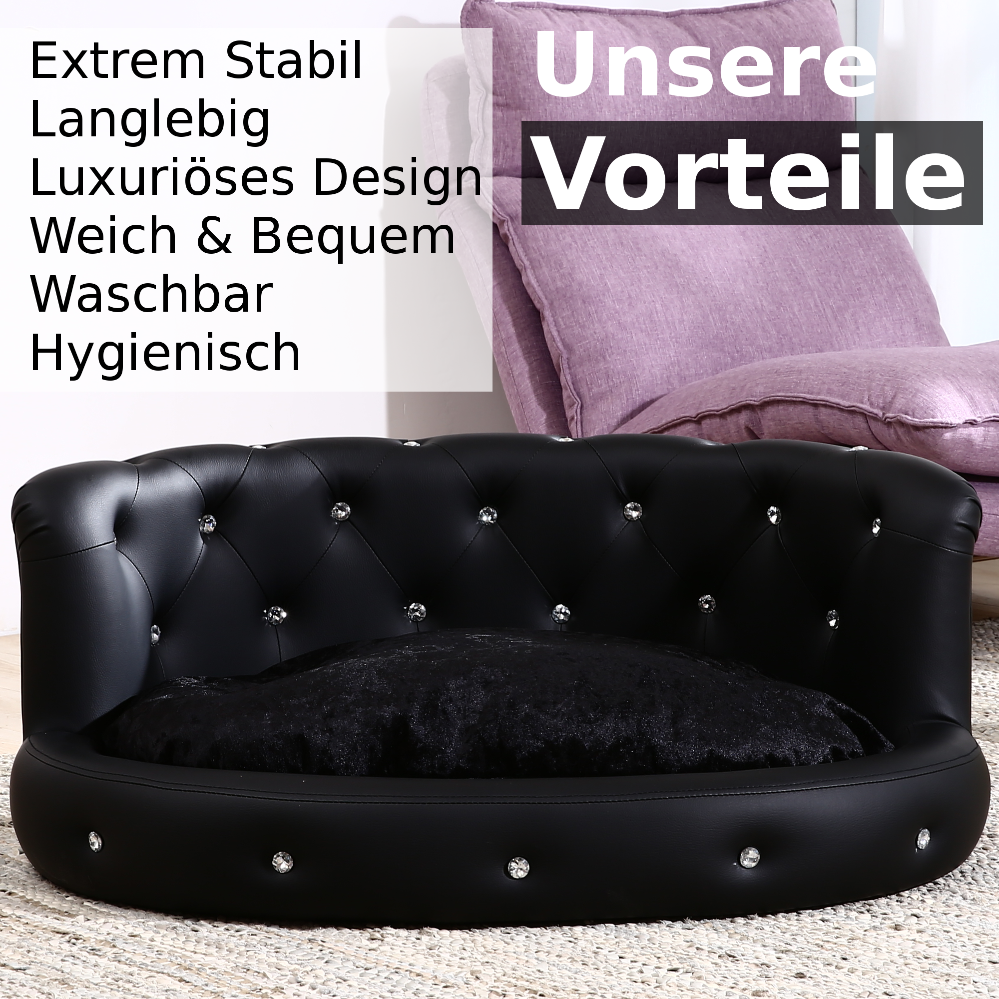 Hundebett, Hundesofa, Hundekissen Oval in weiß