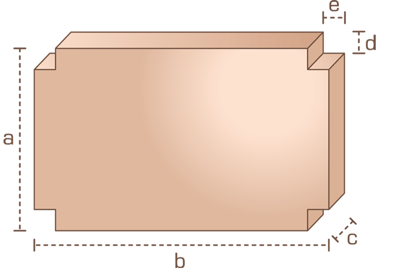 Matratze mit vier gleichen Eckausschnitten