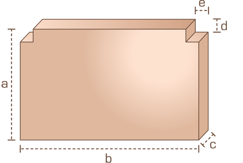 Matratze mit zwei gleichen Eckausschnitten