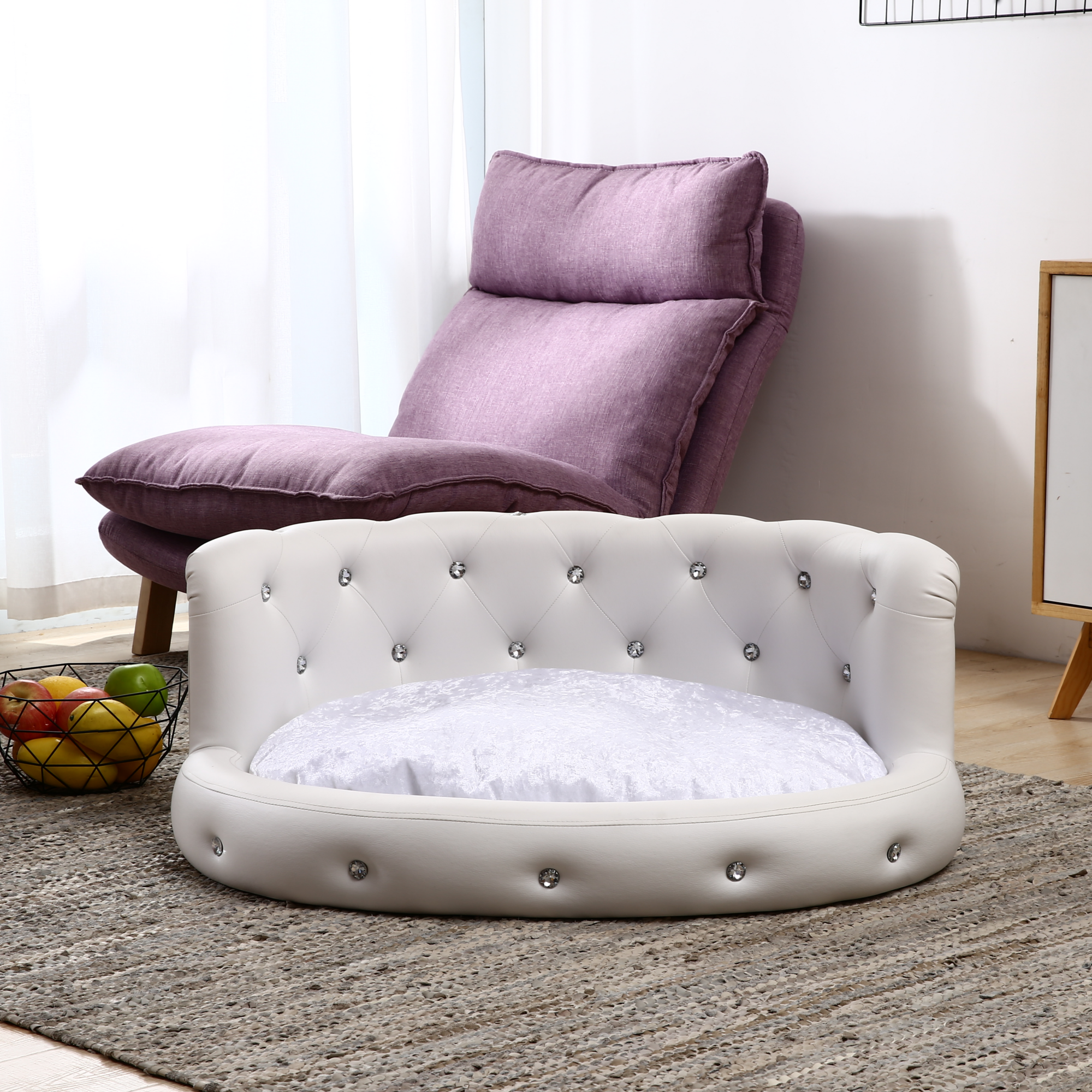 Hundebett, Hundesofa, Hundekissen Oval in weiß oder schwarz