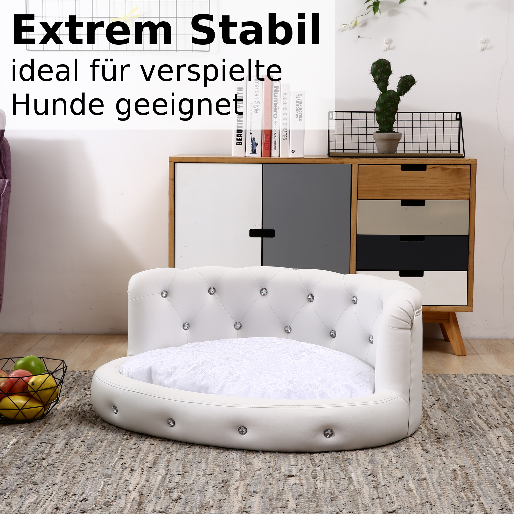 Hundebett, Hundesofa, Hundekissen Oval in weiß oder schwarz