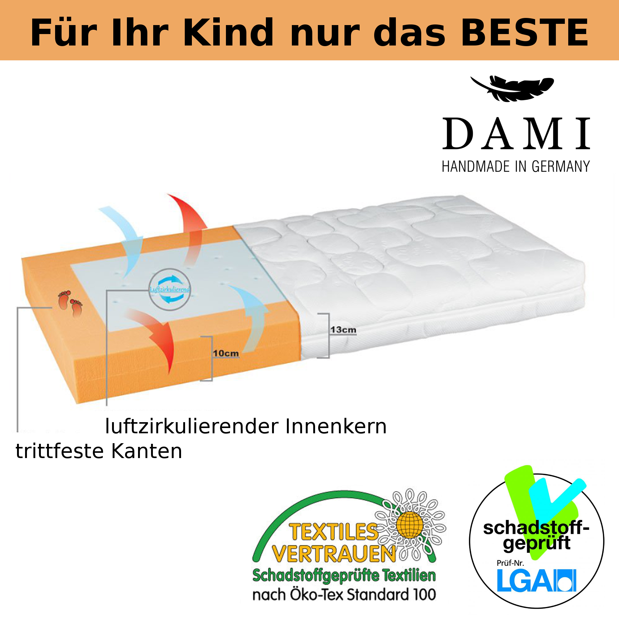 Kinder Babymatratze Kaltschaum Matratze Baby - Babybett Matratze 70 x 140 cm