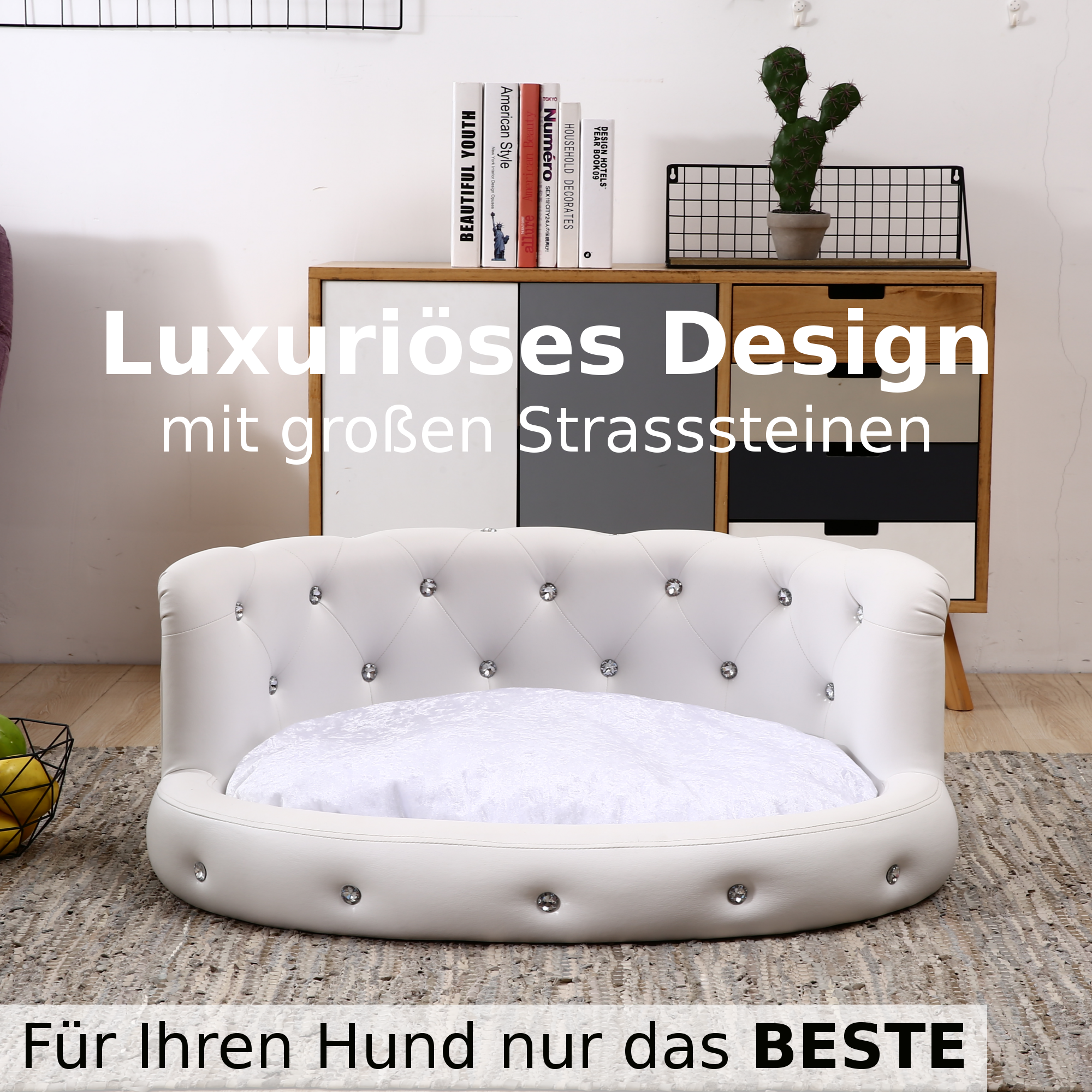 Hundebett, Hundesofa, Hundekissen Oval in weiß oder schwarz