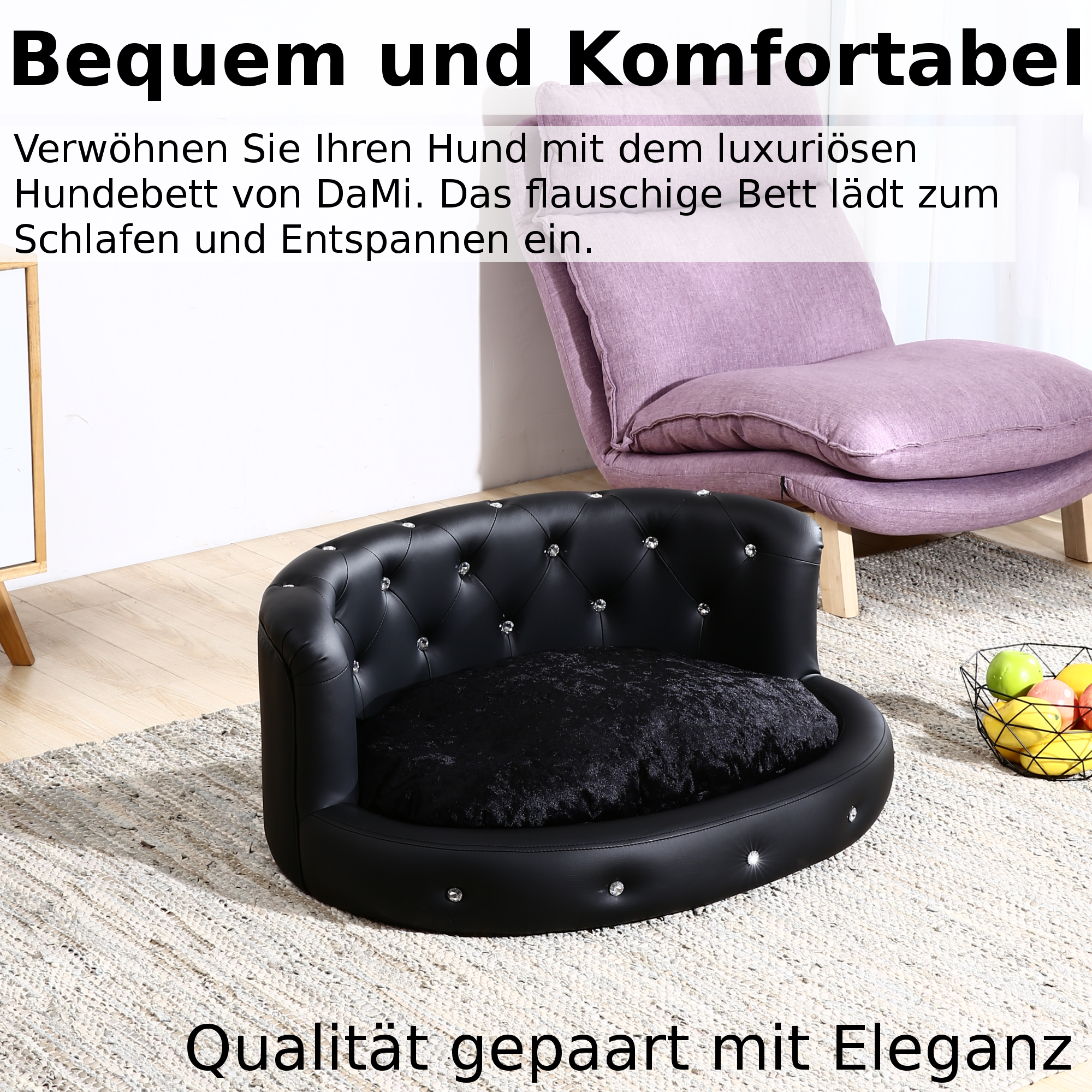 Hundebett, Hundesofa, Hundekissen Oval in weiß oder schwarz